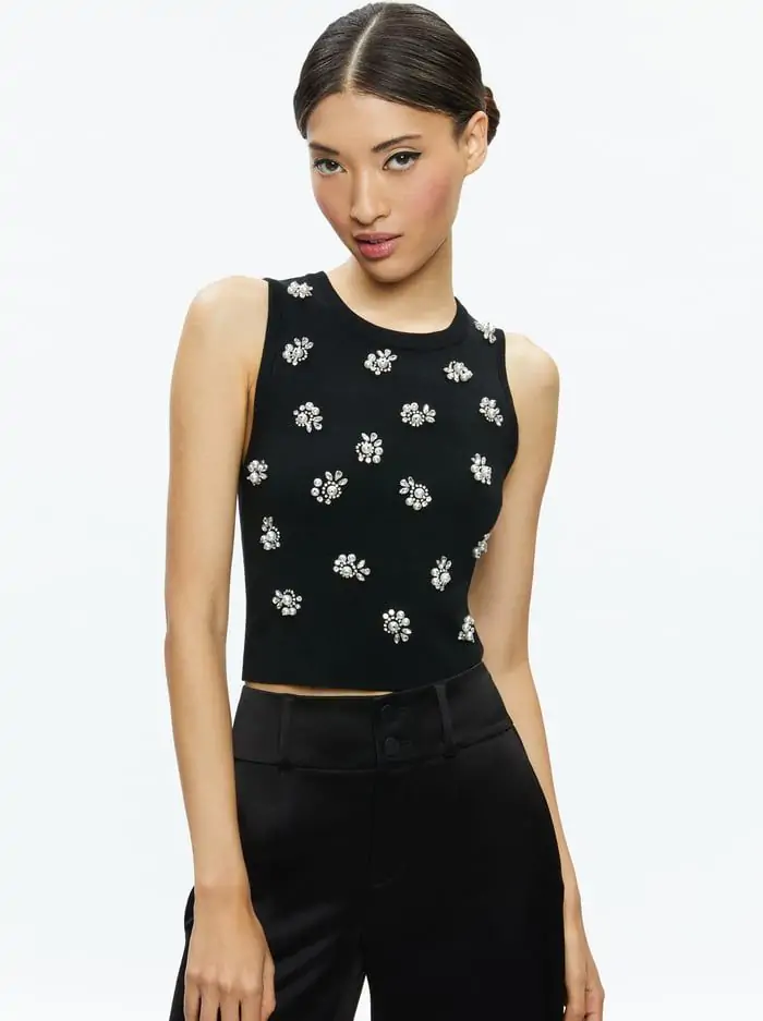 AMITY EMBELLISHED CROPPED TANK